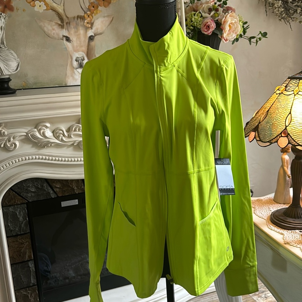 NWT large lime green running jacket